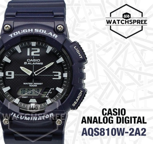 Casio Analog Digital Reloj Solar Resistente Aqs810w-2a2 Aq-s