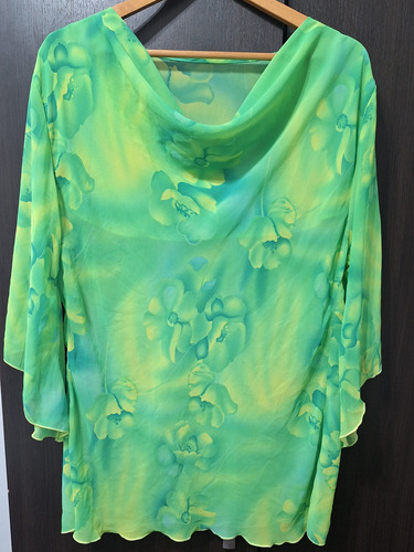 Blusa De Gaza Verde Semi Transparente Talle Xl