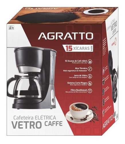 Cafeteira Eletrica Agratto Vetro Caffe 15 Xícaras 127v