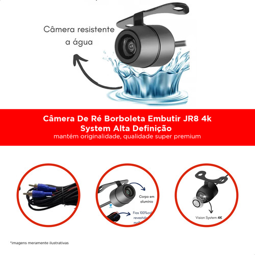 Câmera De Ré Borboleta Embutir Jr8 4k System Alta Definição