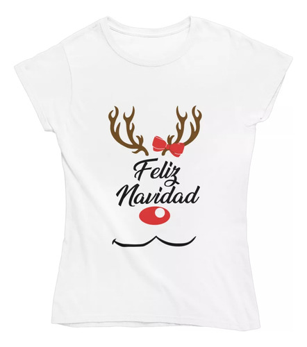 Playera Navideña Reno Feliz Navidad Dama Regalo Regalo M6