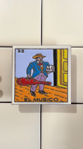 Lotería Azulejo Artesanal Tipo Talavera Relieve 10pz #alrn01 El Musico