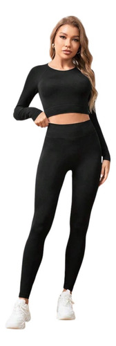 Conjunto Deportivo Levanta Cola Control Abdomen Negro Shein