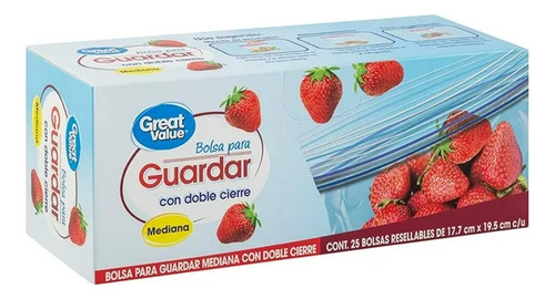 Bolsas Para Guardar Great Value Mediana Con Doble Cierre 25