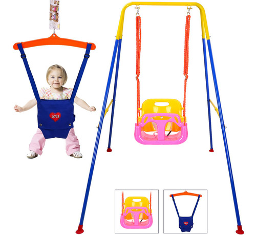 Columpios Bebe/infantiles Para Patio Trasero 4 En 1,rosa