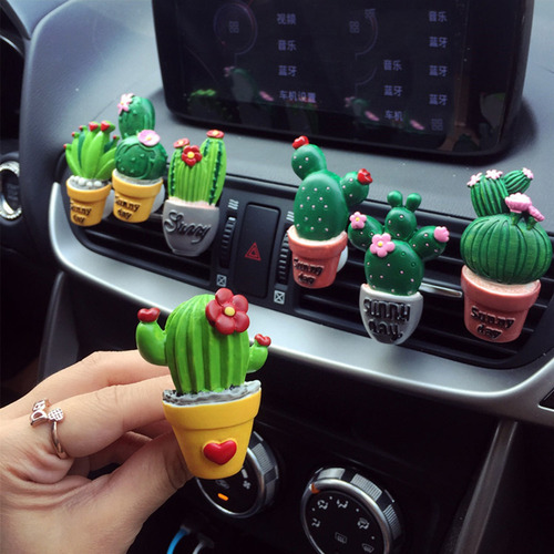 Ange Green Cactus Maceta Auto Perfume Clip Accesorio Para Co