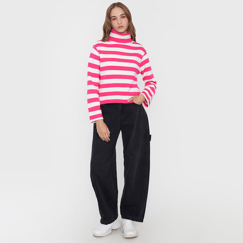 Sweater Mujer Cuello Tortuga Fucsia Corona