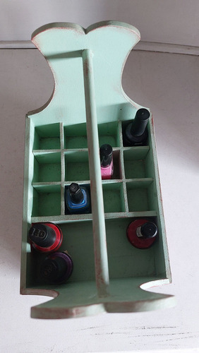 Porta Esmalte Uñas 22 Frascos Con Cajón Fibrofacil Verde Claro