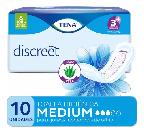 Tena Mujer Medium Toalla Aposito Aloe Vera X 10 Unidades