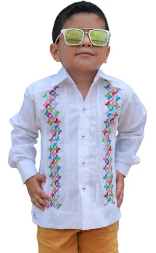 Guayabera Bordada Modelo Tulum Kids