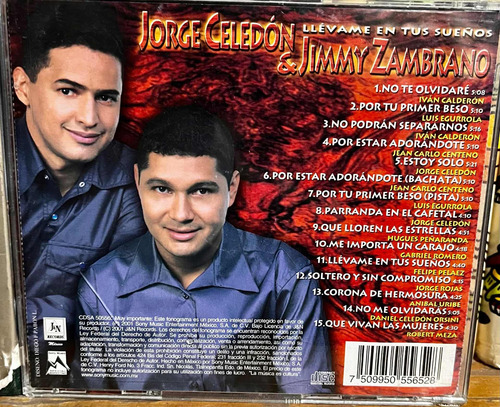 Cd Jorge Celedón & Jimmy Zambrano Llévame En Tus Sueños 2001 (Usado)