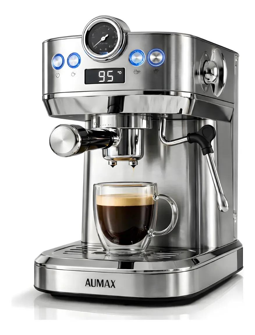 Cafetera Express Aumax Platina 20 Bar Apto Capsulas 2 En 1 Plateado
