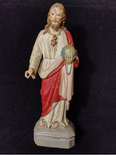 Antique,  Imagen De Cristo, Tallado En Madera Policromada.