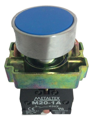 Botão Pulsador 1na - Metaltex Cor Azul