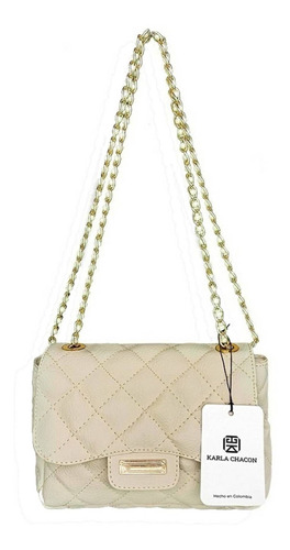 Bolso Manos Libres Cartera Bandolera Femenina Karla Chacon Color Beige