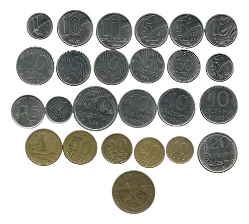 1000 Réis 1922 + 50 Centavos 1945 1986 + 22 Moedas