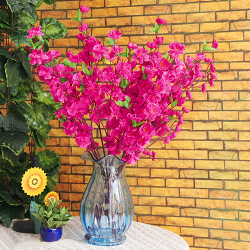 10 Ramo De Flores De Durazno Artificial Con 3 Tallos De