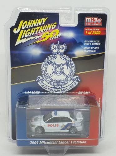 Johnny Lightning 2004 Mitsubishi Lancer Evolution Policia Color Blanco