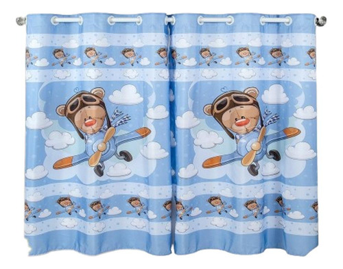 Cortina Infantil Sublimada Estampada 2,00 X1,50m Aviador