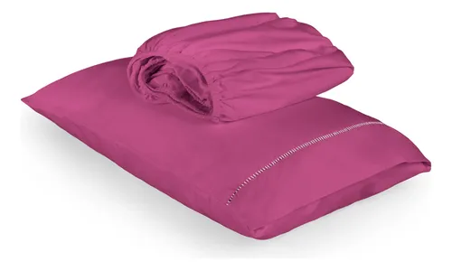 Lençol Solteiro 2 Peças Micropercal 400 Fios Ponto Palito Pink