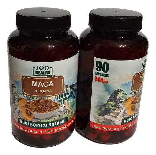 Maca Peruana Jqd Health 180u X 800mg Pack 2 Frascos