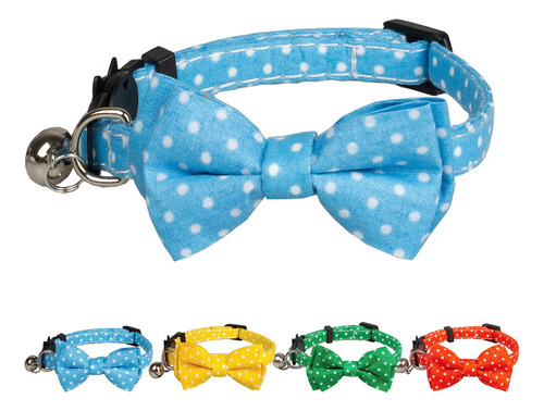 Gyapet Collar De Gato Azul Claro Con Pajarita Campana Seguri