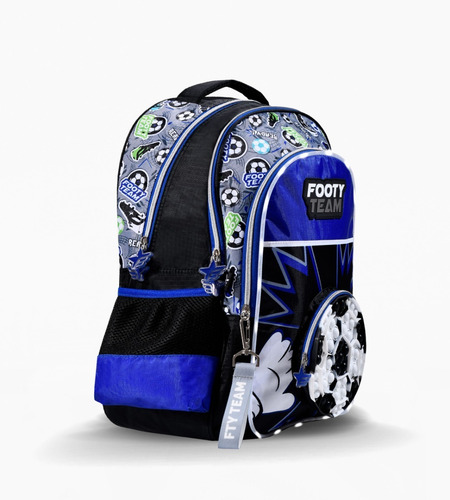 Imagen 2 de 5 de Mochila 18 PuLG Espalda Escolar Futbol Pelota Footy Luz Led