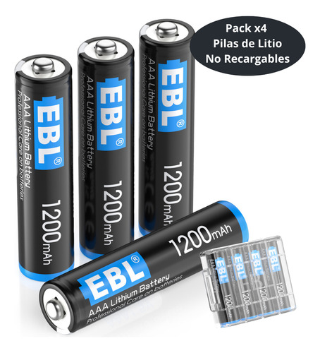 4 Pilas Aaa Triple A Litio Ebl No Recargable 1,5v 1200 Mah