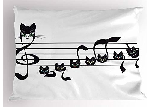 Cojines Ambesonne Music Funda De Almohada, Notas, Gatitos, G