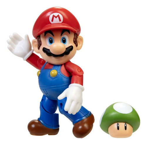 Super Mario Figura Mario Bros 10 Cm Con Hongo Jakks