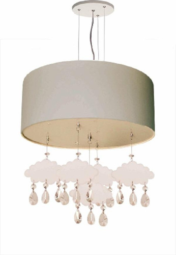 Lustre Pendente Infantil Nuvens Com Cúpula 40x15 Cinza