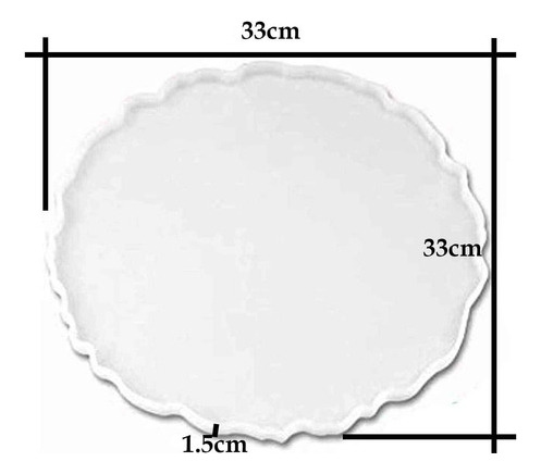 Molde Bandeja Resina Silicona Redonda Con Asas Doradas 33cm