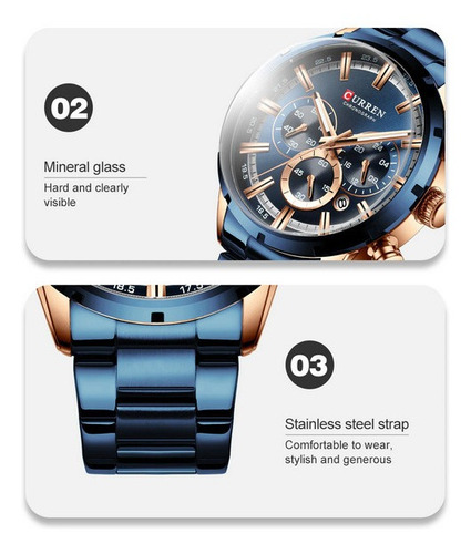 Imagen 9 de 10 de Reloj Curren Hombre Pulsera Metal Con Cronógrafo Lujo 8355