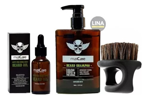 Set De Barba Cuidado Integral Shampoo + Aceite + Cepillo 