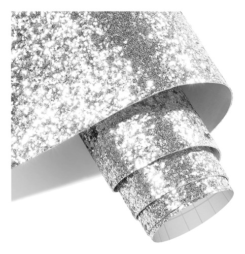 Decotalk 354  X17.7  Silver Glitter Wallpaper Peel And Stick