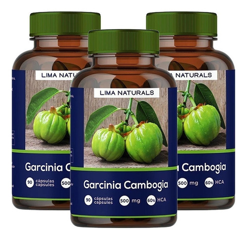 Pack 03 Frascos Garcinia Cambogia 60% Hca Con Envío Gratis