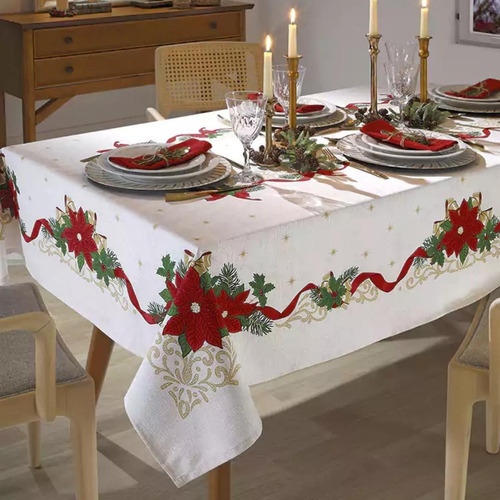 Toalha De Mesa Quadrada 1,40x1,40m Athenas Estampado Dohler Cor Natal 105