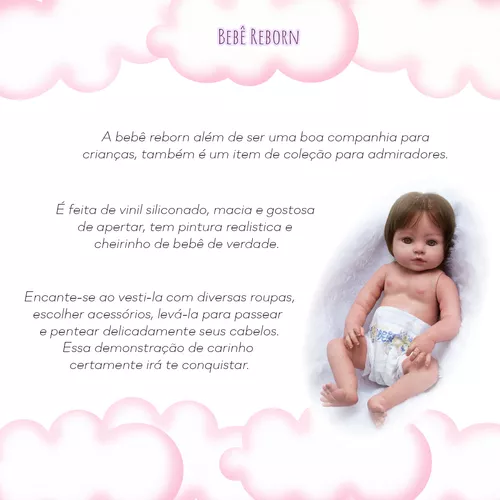 Boneca Bebê Reborn De Silicone Cabelo Fio A Fio Pode Banho em