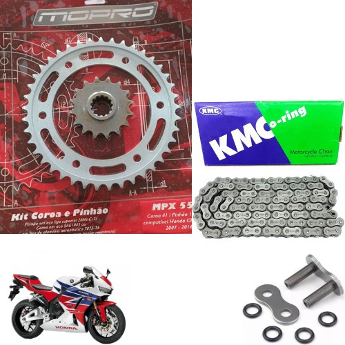 Kit Relação Cbr 600rr Corrente Kmc Com Trava De Rebite 2013