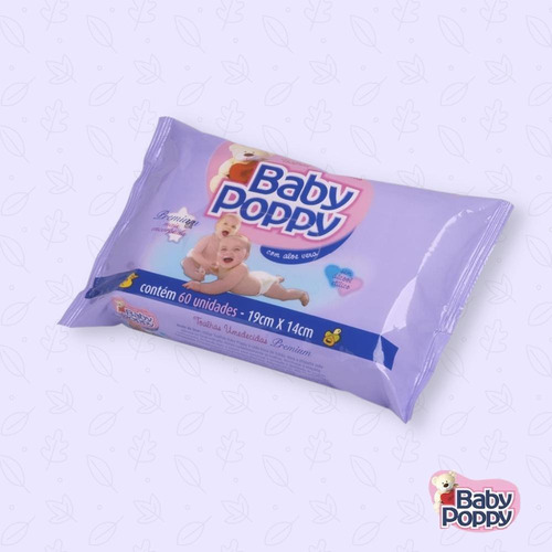 Imagem 2 de 3 de Lenço Umedecido Sache Baby Poppy Com 60 Toalha
