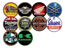 Comprar 10 Placas Quadros Redondas Mdf Decoração Motos Carros Antigo Marcas De Carros E Motos Antigas D+Print