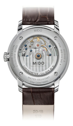 Reloj Hombre Mido Baroncelli Chronometer Silicon Gent Color de la correa Marrón Color del bisel Plateado