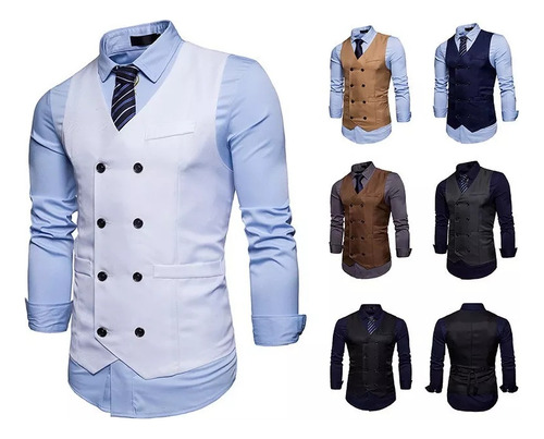 Chaleco Casual De Doble Botonadura De Moda Para Hombre