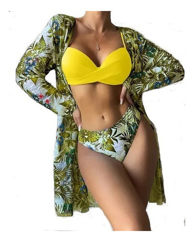 Bikini Femenino Con Toque De Baño De Tres Piezas May Bea