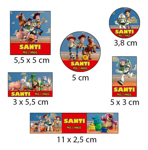 Kit 180 Stickers Toy Story Troquelados Candy Bar Etiqueta