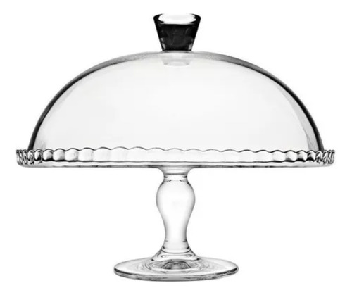 Prato Para Bolo Com Tampa Pé Boleira Vidro Transparente 32cm