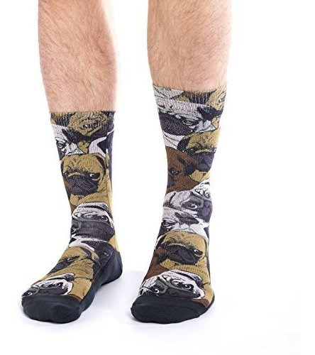 Buena Suerte Calcetin Hombre Social Pugs Calcetines Cafe Ad