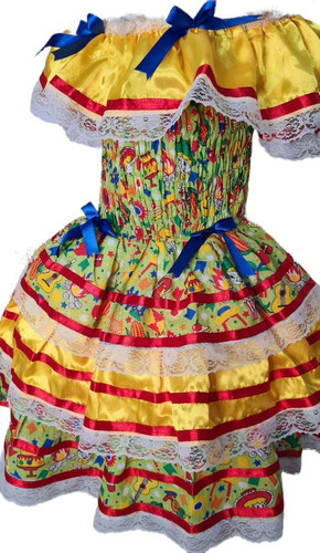 Imagem 3 de 6 de Vestido Caipira Festa Junina Infantil Juvenil Até 16