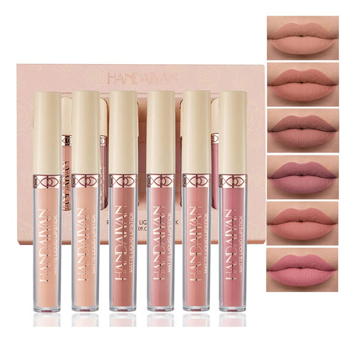 Topcent Juego De Lpices Labiales Lquidos Mate, 6 Colores Nud