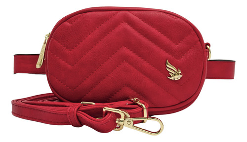 Bolsa Feminina Transversal E Pochete - Golden Fenix Cor Vermelho